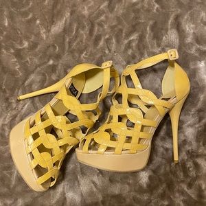 Patient leather high heel sandals